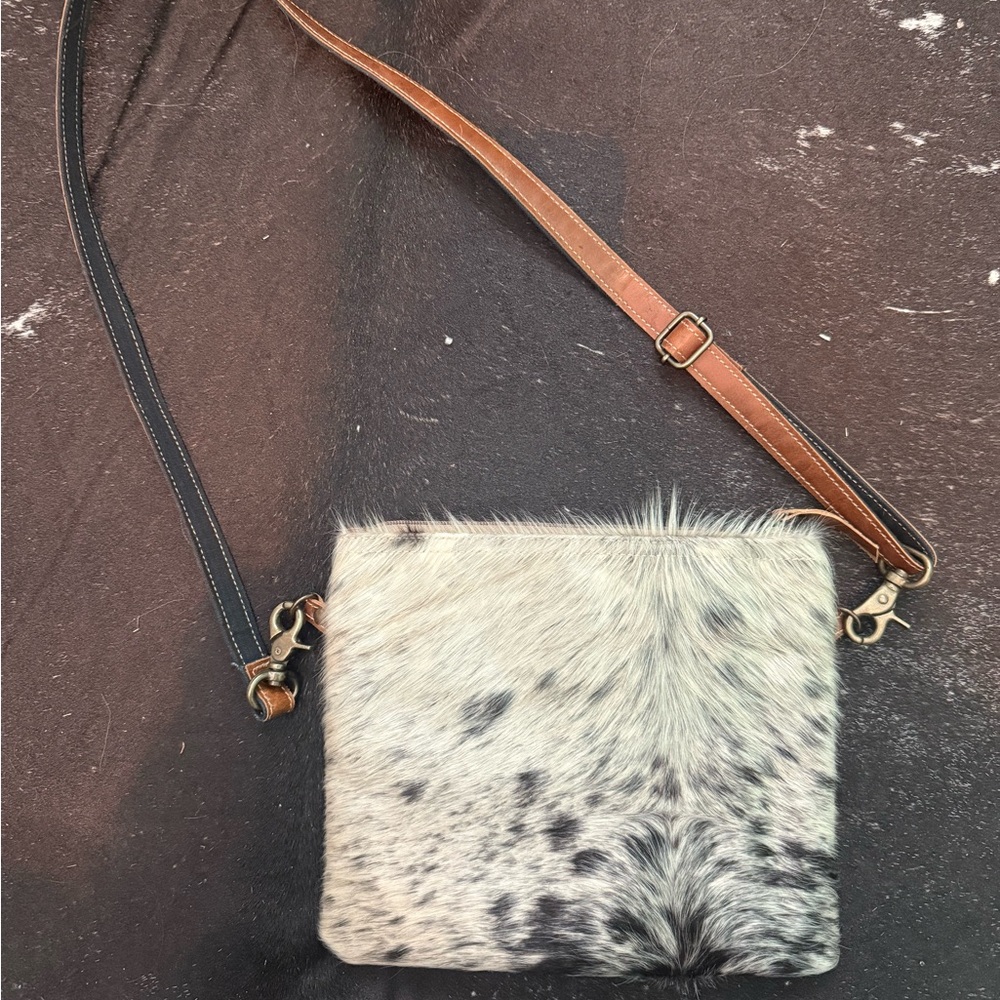 Elegant Black and Brown Fur Crossbody Bag
